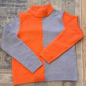 THML Orange and Gray Women's Turtleneck Sweater